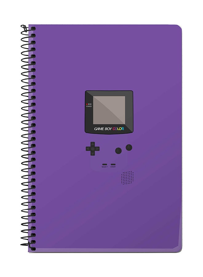 ستايلايزد دفتر ملاحظات بسلك حلزوني مزين بطبعة Gameboy Color مقاس A5 أرجواني