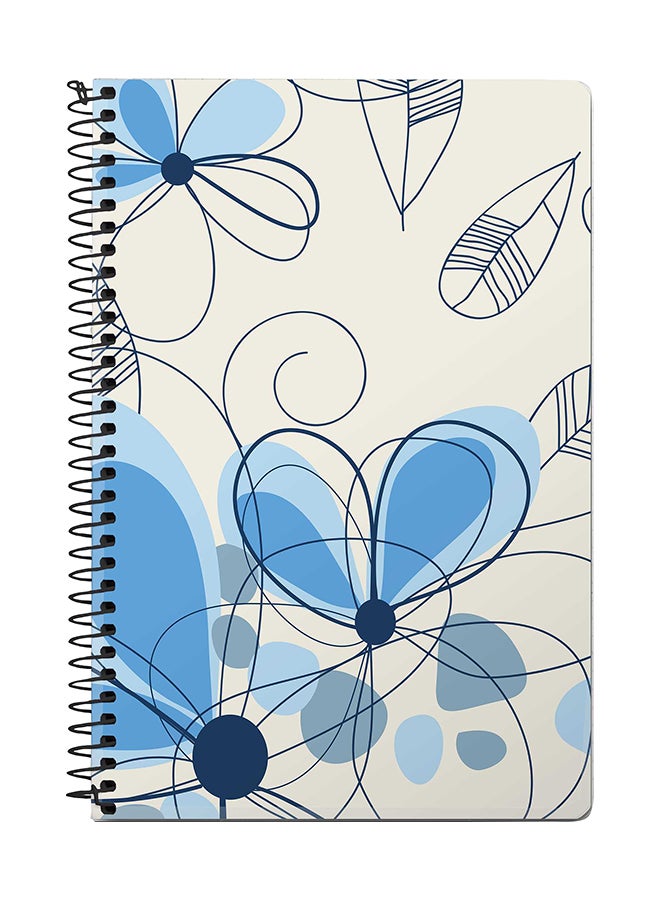 ستايلايزد دفتر ملاحظات بسلك مقاس A5 بتصميم خطوط على شكل زهور الأقحوان متعدد الألوان