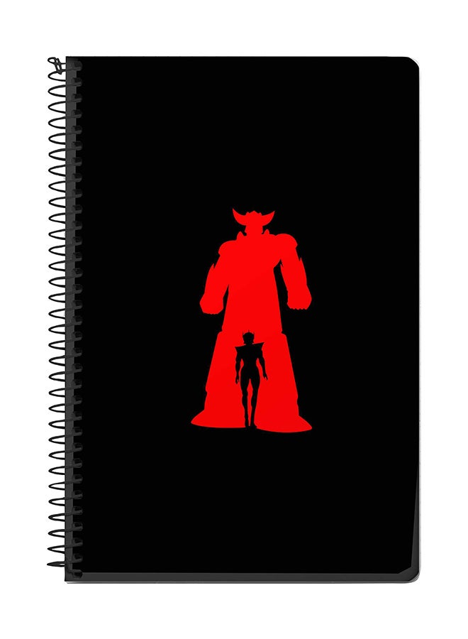 ستايلايزد دفتر ملاحظات بسلك حلزوني مقاس A5 مطبوع بمسلسل Grendizer أسود