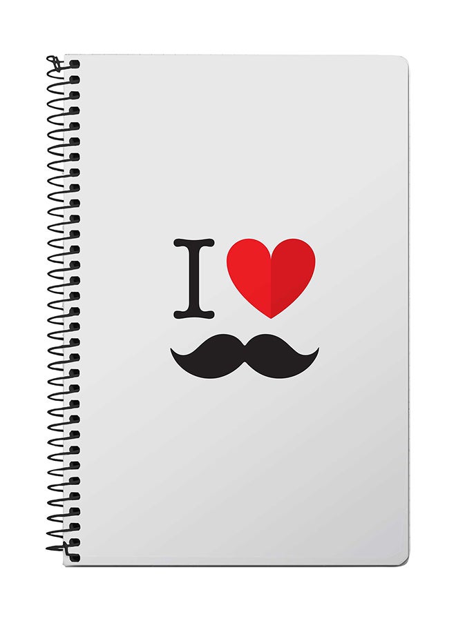 Stylizedd I Love Moustashe A5 Spiral Notebook Grey