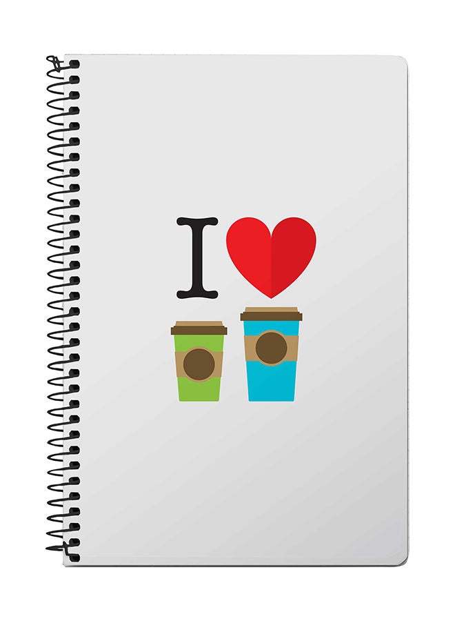 ستايلايزد دفتر ملاحظات سلك مقاس A5 بتصميم عبارة "I love coffee" رمادي