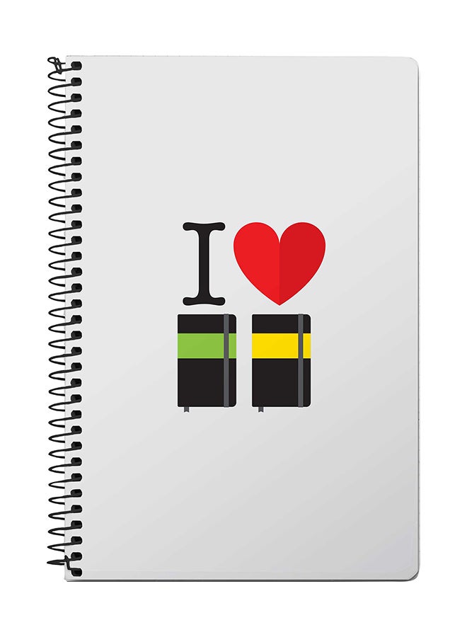 ستايلايزد دفتر ملاحظات بسلك مقاس 5A بتصميم عبارة I Love Notebook رمادي