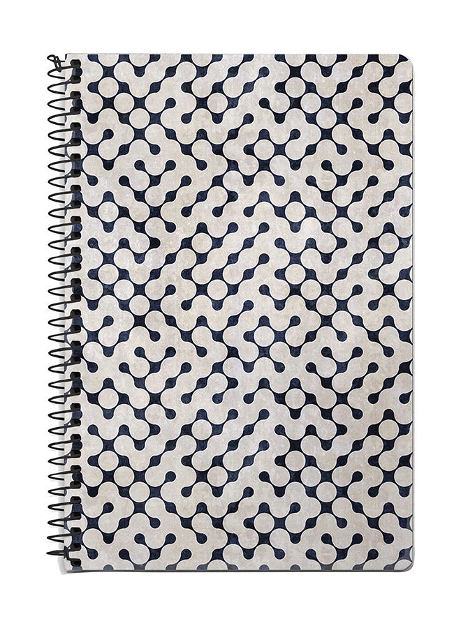 ستايلايزد دفتر ملاحظات بسلك مقاس A5 بتصميم الربط بين النقاط أبيض/أزرق