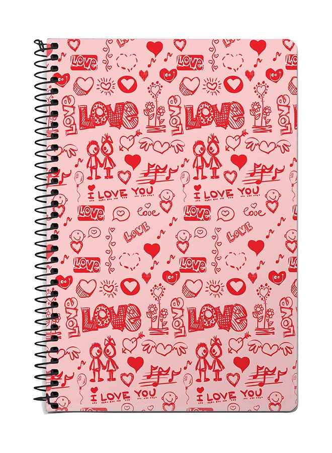 Stylizedd Love Doodle A5 Spiral Notebook Red
