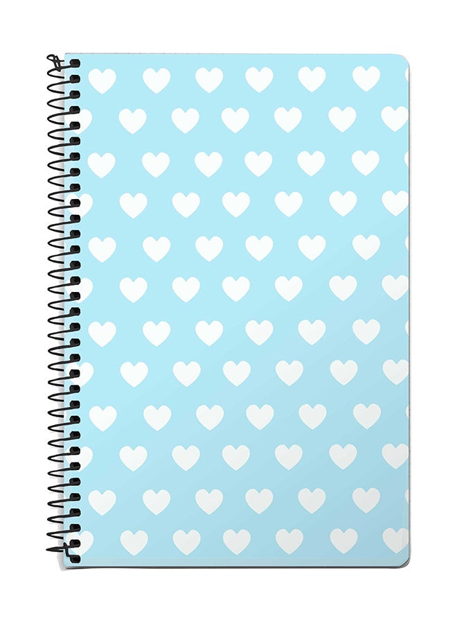 Stylizedd Hearts Printed A5 Spiral Notebook Blue