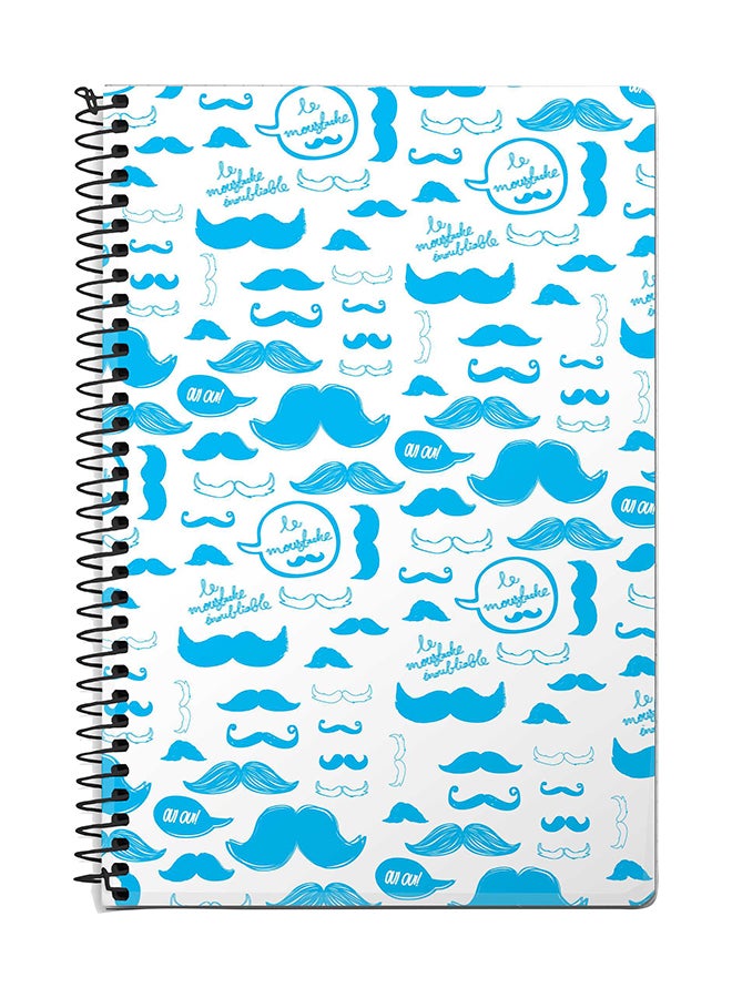 Stylizedd Le Moustache A5 Spiral Notebook White/Blue
