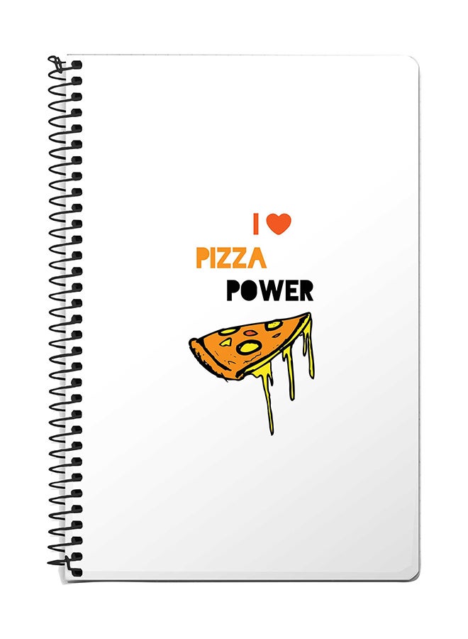 ستايلايزد دفتر ملاحظات سلك مقاس A5 بتصميم عبارة "I love pizza" أبيض