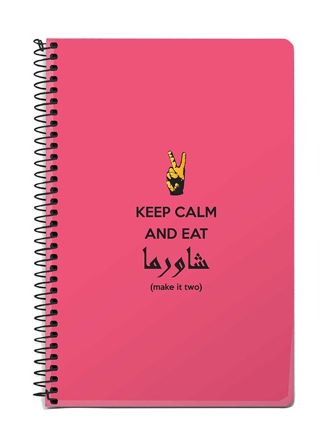 Stylizedd - Keep Calm And Eat Shawarma A5 Spiral Notebook Pink - Image 1