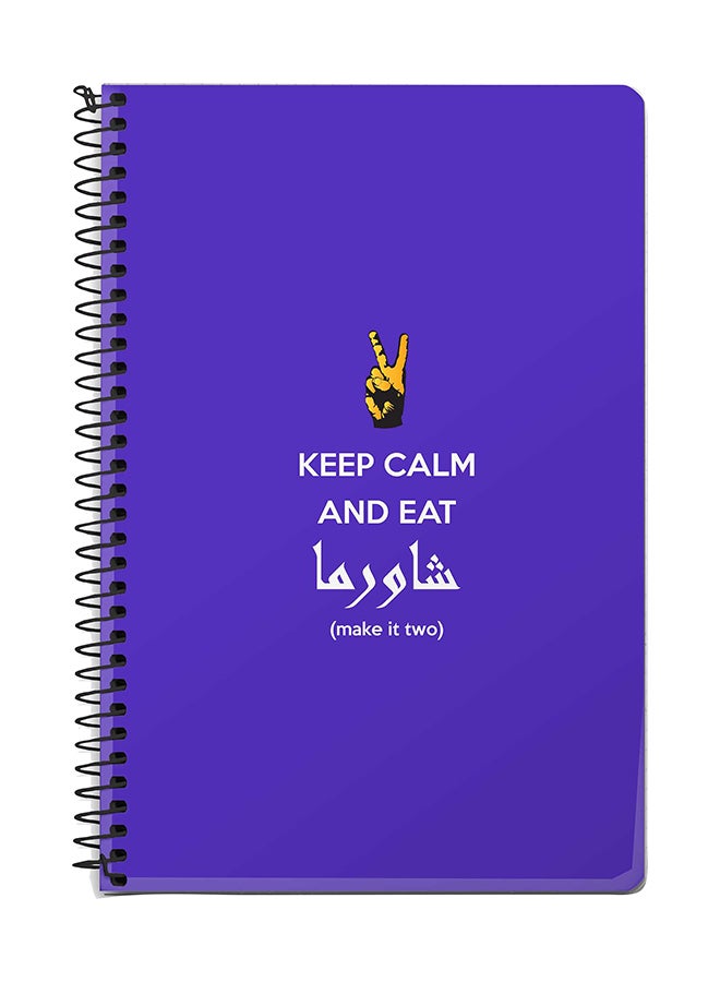 Stylizedd Keep Calm And Eat Shawarma A5 Spiral Notebook Purple
