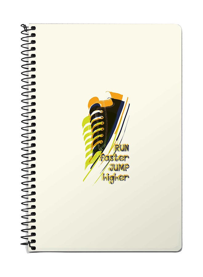 ستايلايزد دفتر ملاحظات بسلك حلزوني مقاس A5 بطباعة عبارة "Run Faster, Jump Higher" متعدد الألوان