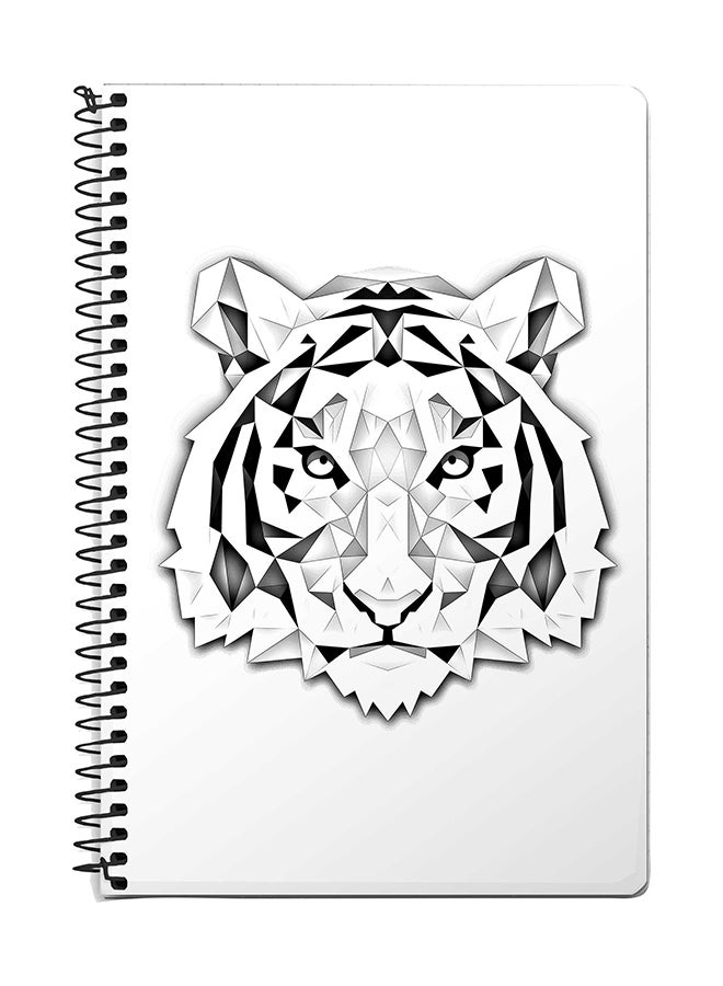 ستايلايزد دفتر بسلك مقاس A5 بتصميم نمر بولي أبيض