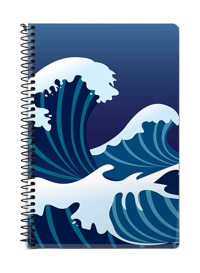 Stylizedd Japanese Sea A5 Spiral Notebook Blue