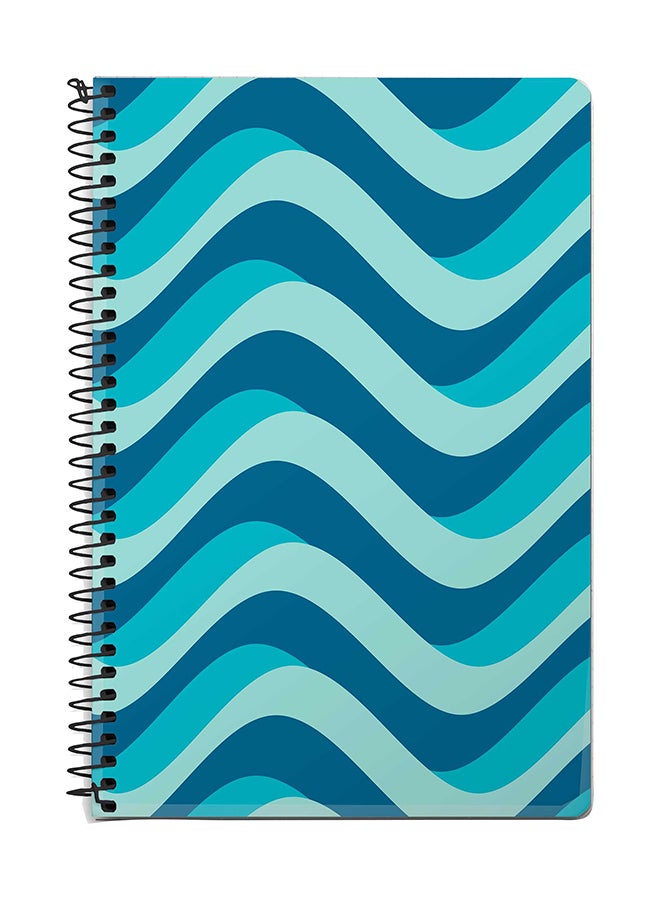 ستايلايزد دفتر ملاحظات مقاس A5 بسلك حلزوني مزين بطبعة منحنية أزرق