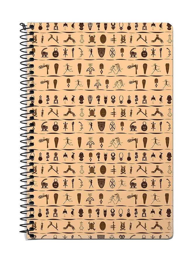 ستايلايزد دفتر ملاحظات بسلك حلزوني مقاس A5 بتصميم كتابة هيروغليفية قبلية بيج