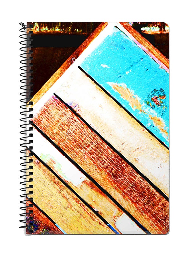 ستايلايزد دفتر ملاحظات بسلك حلزوني مقاس A5 بتصميم رصيف خشبي متعدد الألوان
