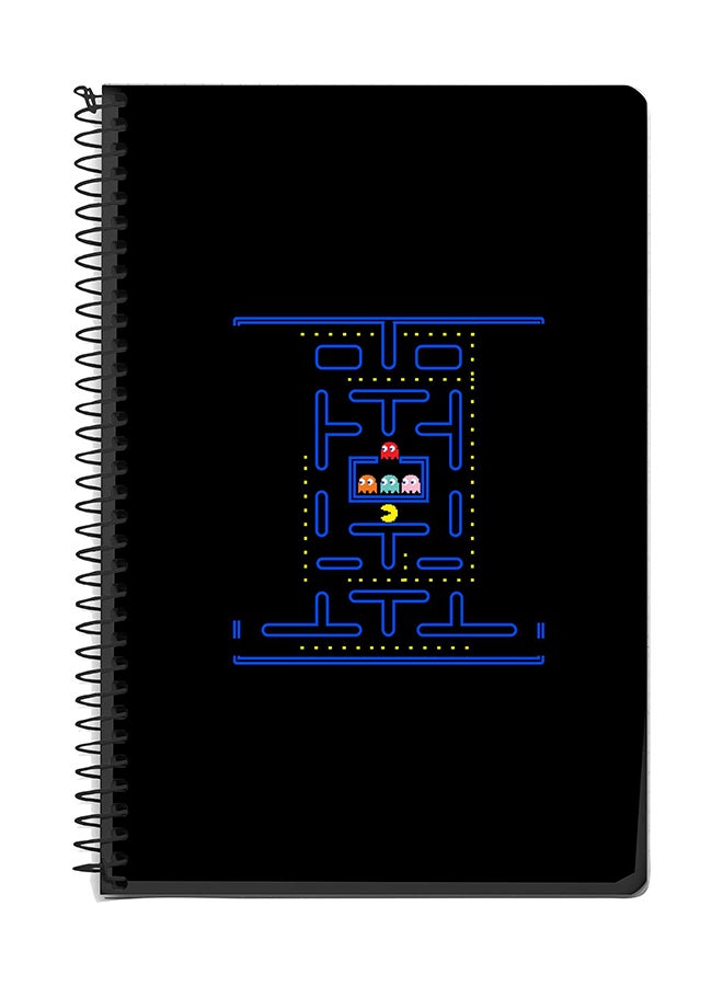 Stylizedd Pacman A5 Spiral Notebook Black/Blue