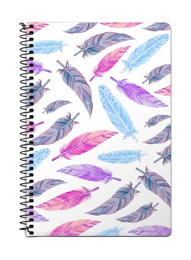 Stylizedd Feather Colors A5 Spiral Notebook White/Pink/Blue