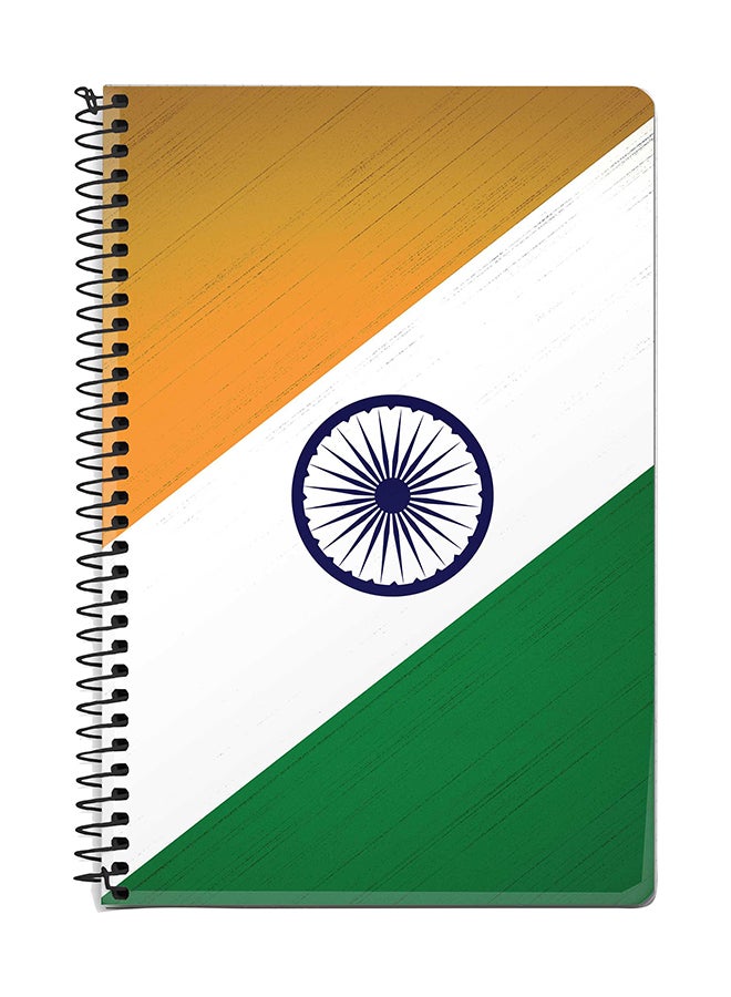 ستايلايزد دفتر ملاحظات بسلك مقاس A5 برسمة علم الهند برتقالي/ أبيض/ أخضر