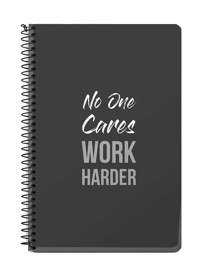 Stylizedd Work Harder A5 Spiral Notebook Grey/White