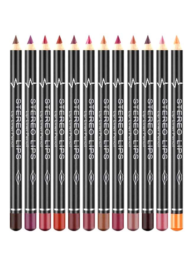 Generic 12-Piece Lip Liner Pencil With Pencil Sharpener Multicolour  - Image 1