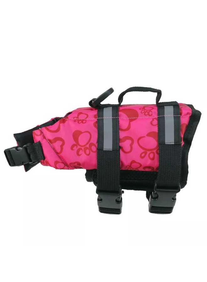 سترة نجاة للسباحة للحيوانات الأليفة وردي/ أسود/ أحمر M