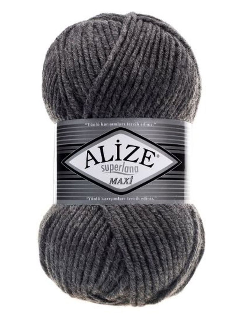 ALIZE Super Lana Maxi Hand Knitting Yarn Md Grey Melange 100grams