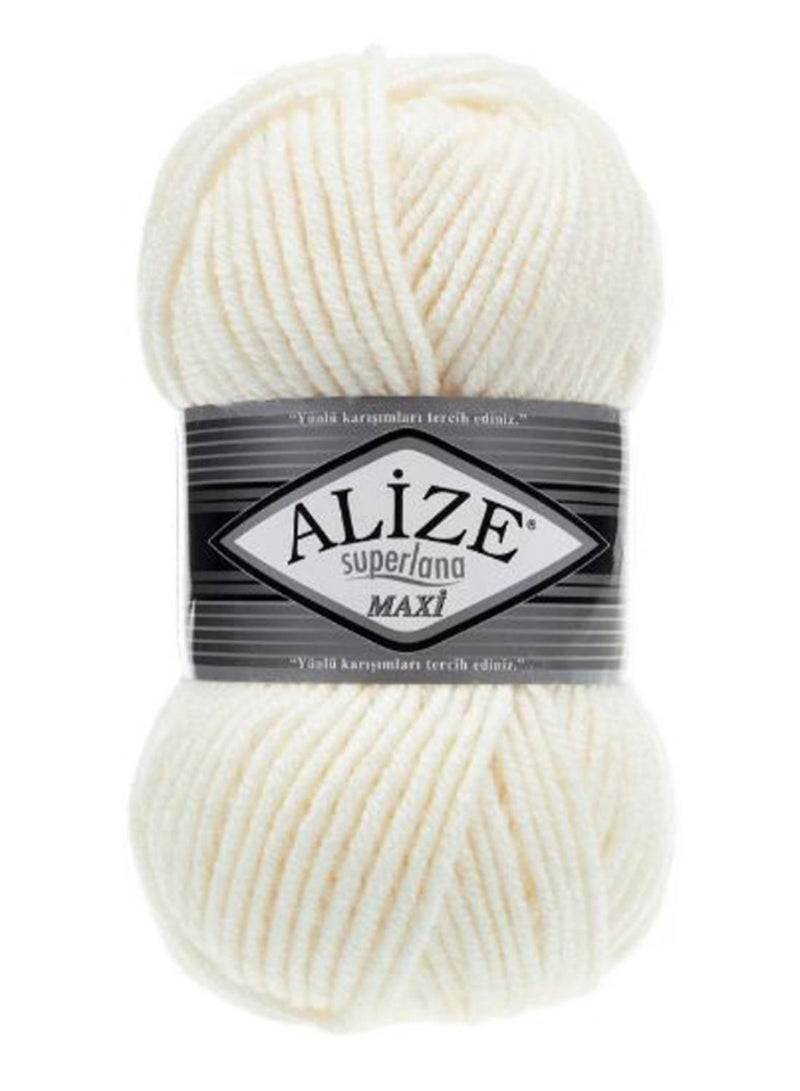 ALIZE Super Lana Maxi Hand Knitting Yarn Light Cream 100grams 