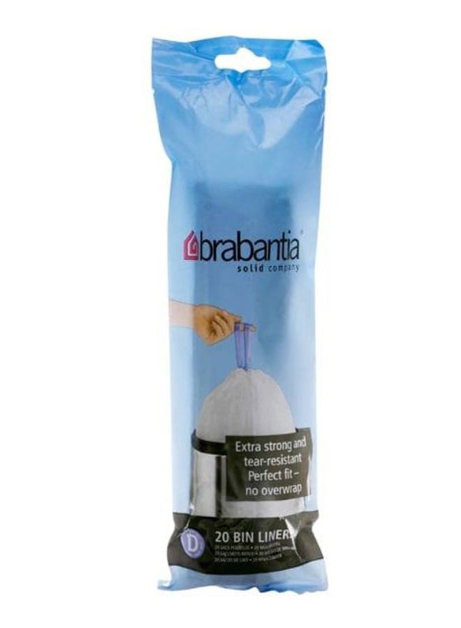 brabantia 20-Piece Plastic Bin Liner Set White