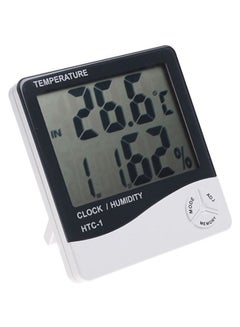 ماركة غير محددة ساعة رقمية بشاشة LCD تعرض درجة الرطوبة والحرارة أسود/ أبيض  - Image 1