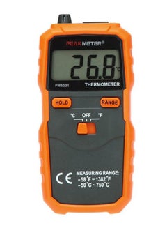PEAKMETER LCD Display Wireless K Type Temperature Meter Thermocouple W/Data Hold/Logging Digital Thermometer Orange/Black  - Image 1