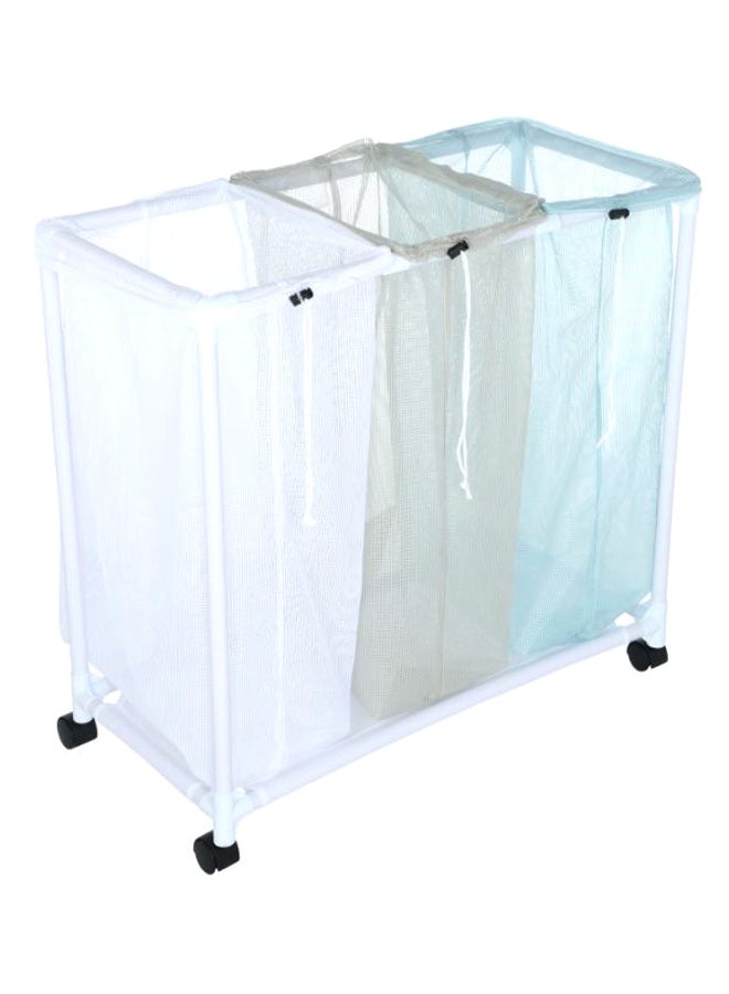 Triple Laundry Sorter Grey/White/Blue 