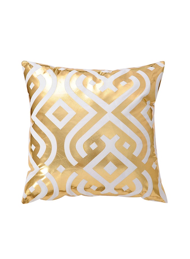 Sharpdo Geometric Pattern Decorative Cushion Cover White/Gold 43 x 43cm