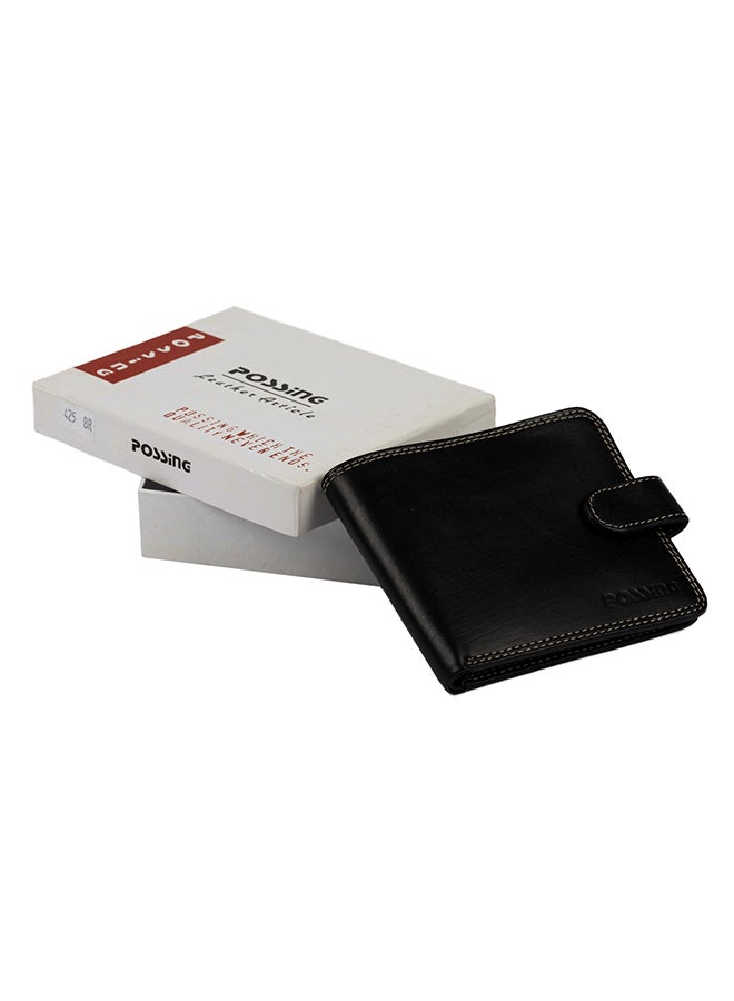 BOSSING Leather Wallet Card Bifold Purse Black - Image 2