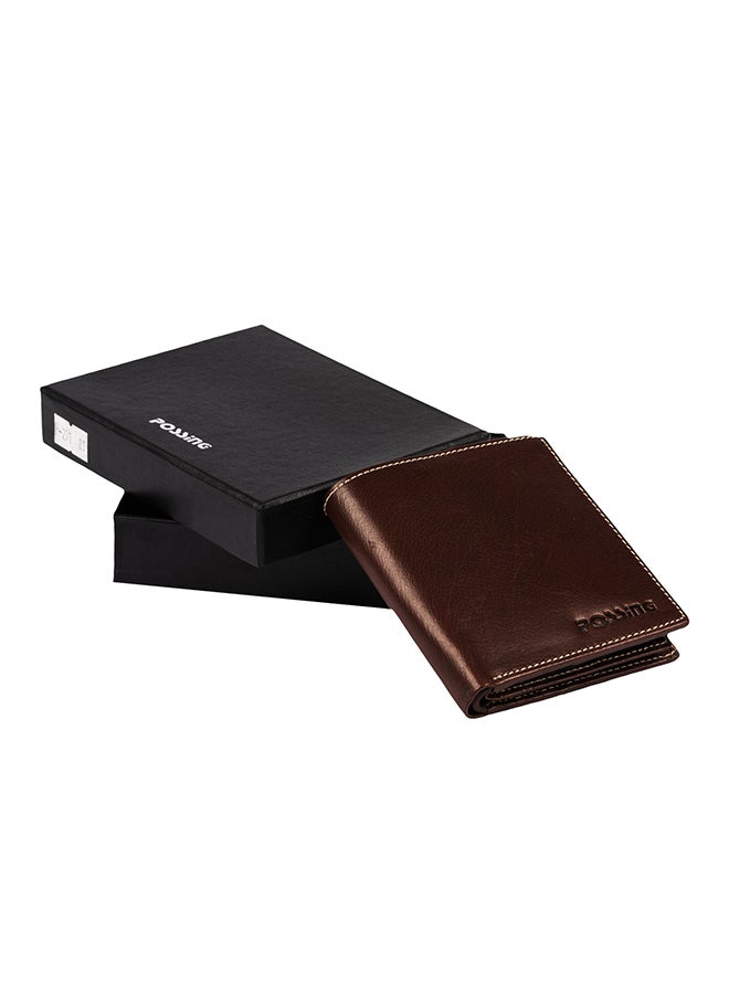 BOSSING Leather Wallet Card Bifold Purse Brwan - Image 2