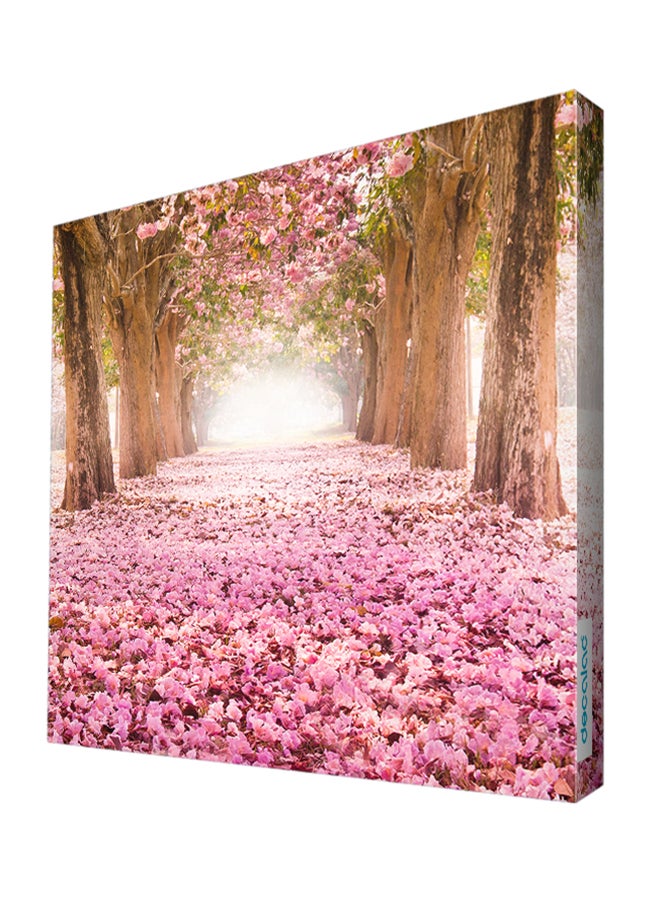 ديكالاك لوحة من القماش بإطار خشبي بتصميم أشجار ساكورا متعدد الألوان