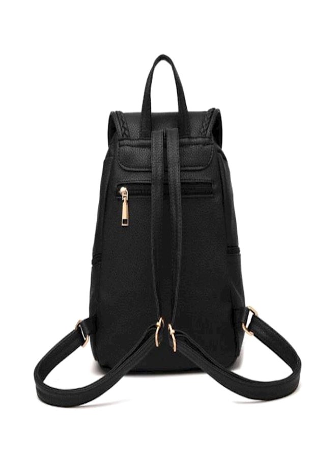 School Leather Backpack Shoulder Bag Mini Backpack For Women & Girls Black  - Image 2