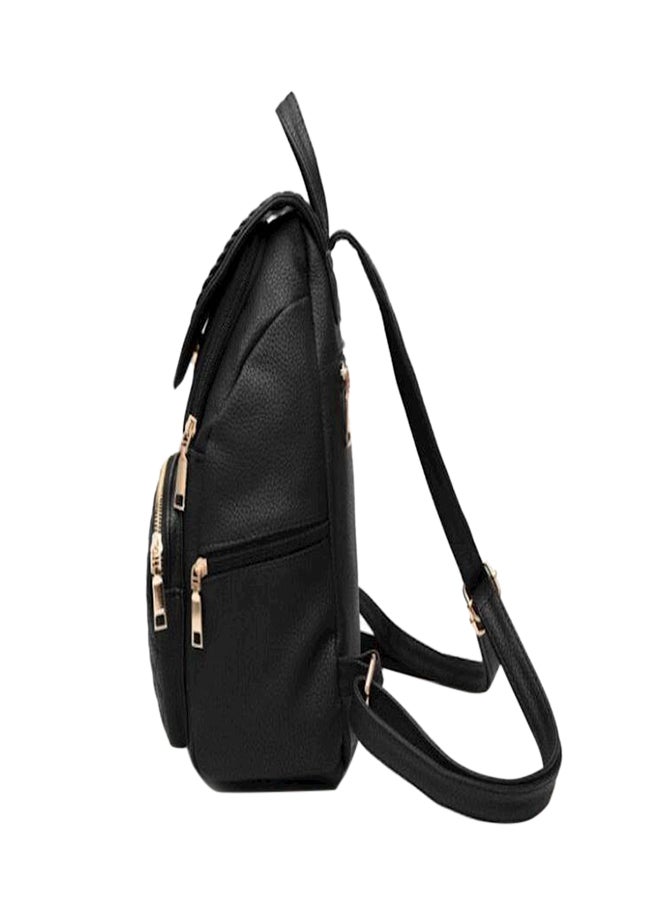 School Leather Backpack Shoulder Bag Mini Backpack For Women & Girls Black  - Image 3