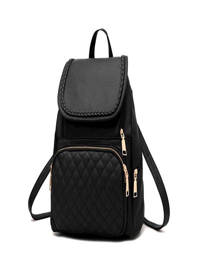 School Leather Backpack Shoulder Bag Mini Backpack For Women & Girls Black  - Image 1