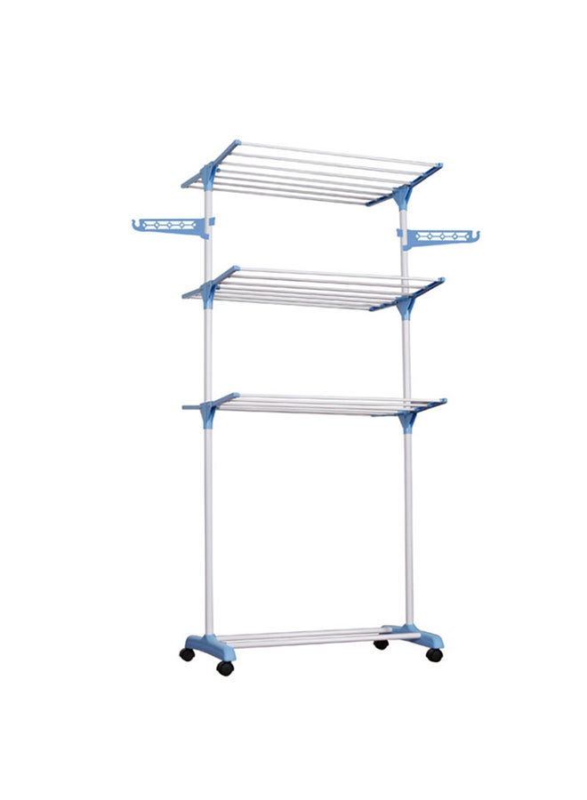 Generic - Foldable Clothes Drying Rack White/Blue 64x50x168cm - Image 1