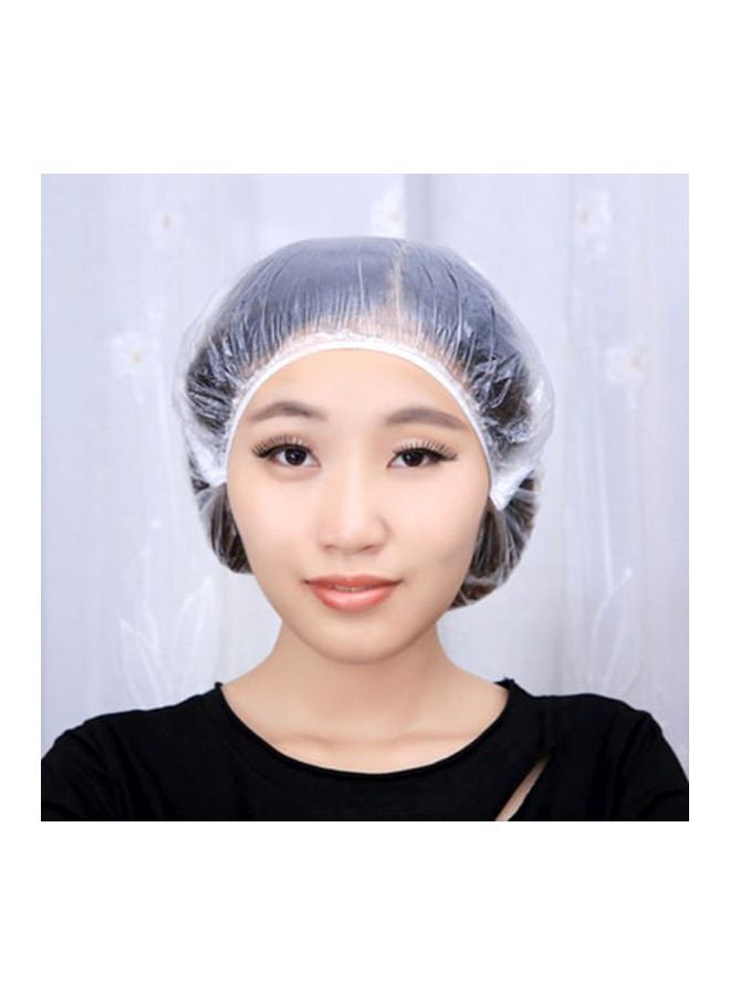 100-Piece Plastic Disposable Shower Caps Clear 4.2x7.8x7.2inch
