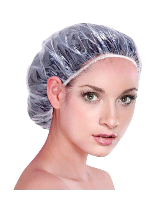 BLORETEN - 100-Piece Disposable Shower Cap Clear 8X6X2inch - Image 1