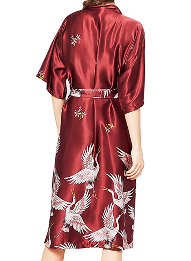 Generic - Batwing Sleeves Silk Nightgown Red - Image 1