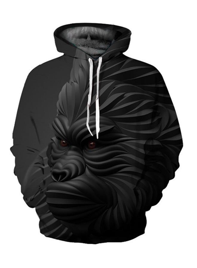 Generic 3D Realstic Print Drawstring Hoodie Black  - Image 1