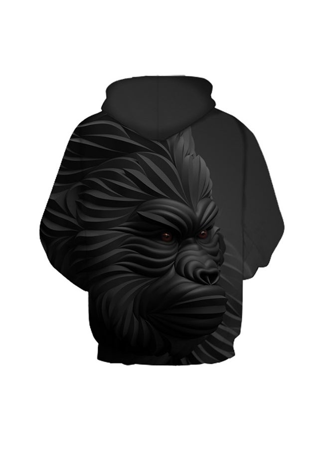 Generic 3D Realstic Print Drawstring Hoodie Black  - Image 2
