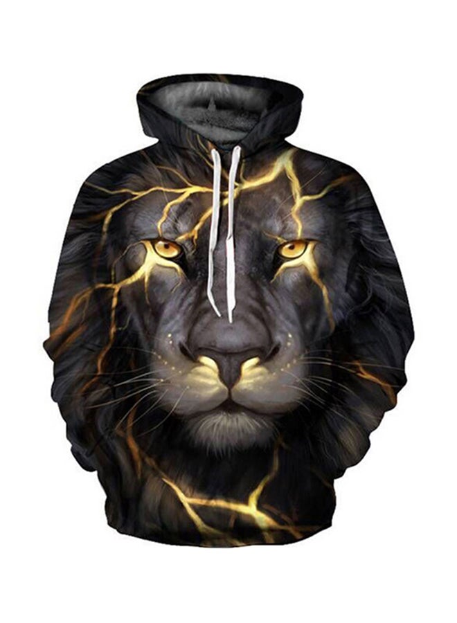 3D Realstic Print Drawstring Hoodie Multicolour - Image 1