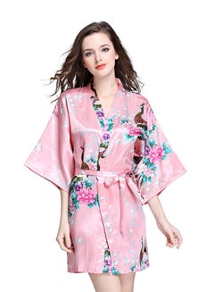 Peacock Print Silk Nightgown Multicolour