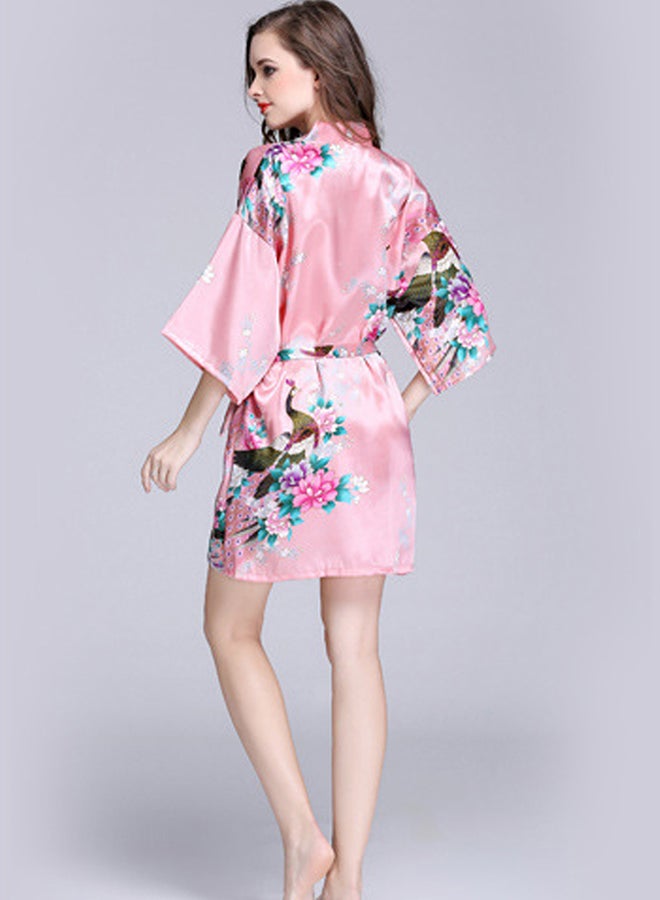Generic - Peacock Print Silk Nightgown Multicolour - Image 1