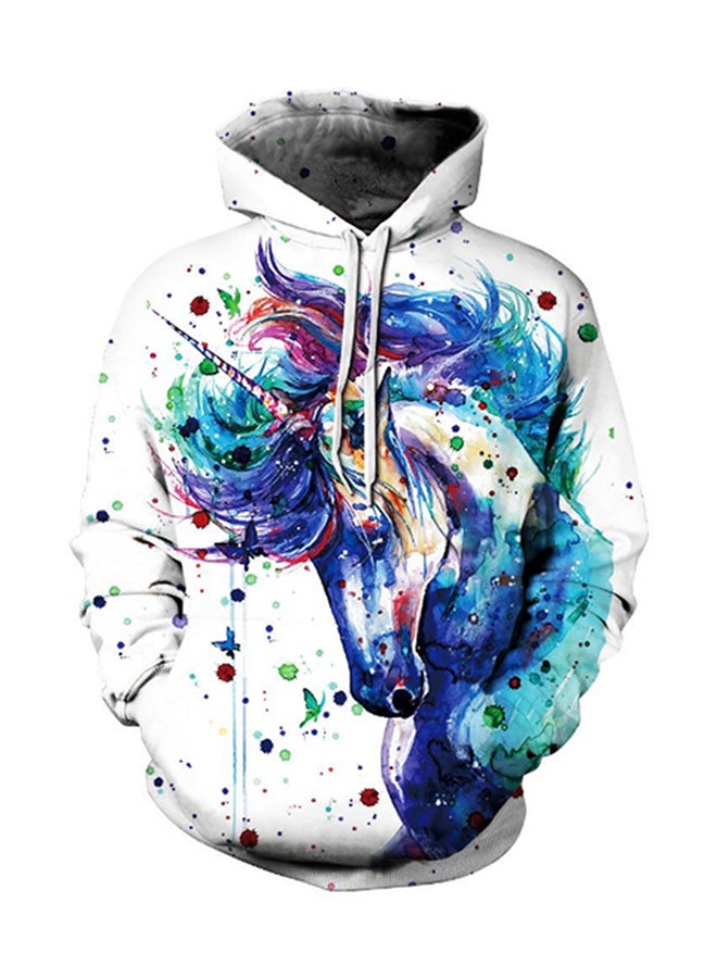 3D Realstic Print Drawstring Hoodie Multicolour - Image 1