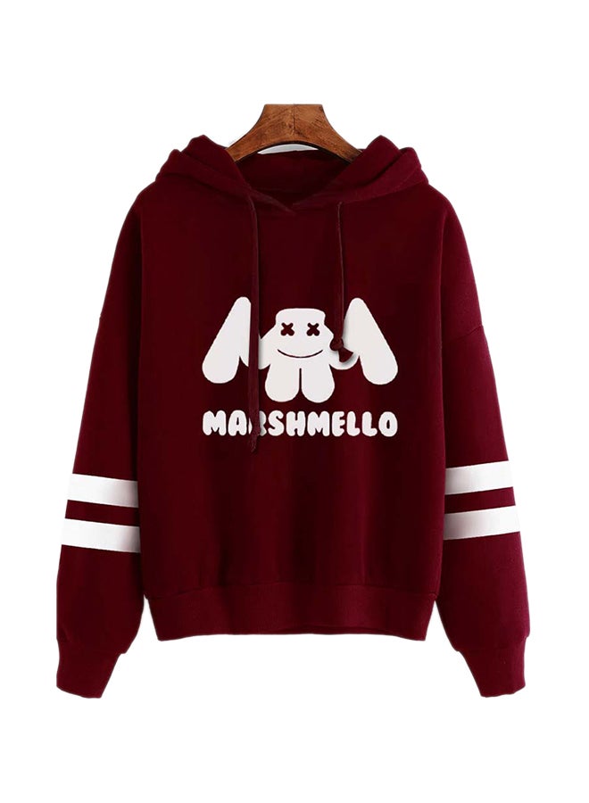 Dj Marshmello Pattern Print Sweatshirt Claret Red - Image 1