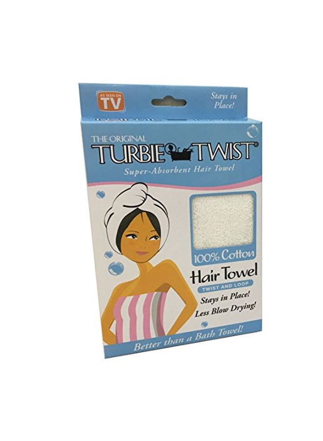 Turbie Twist Super-Absorbent Hair Towel (White) Hair Towel White  - Image 3